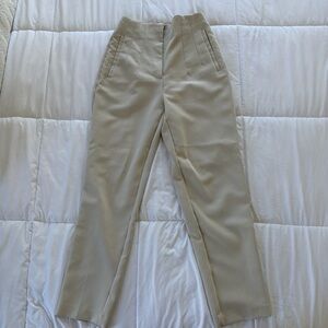 Zara Beige High-Waisted Trousers